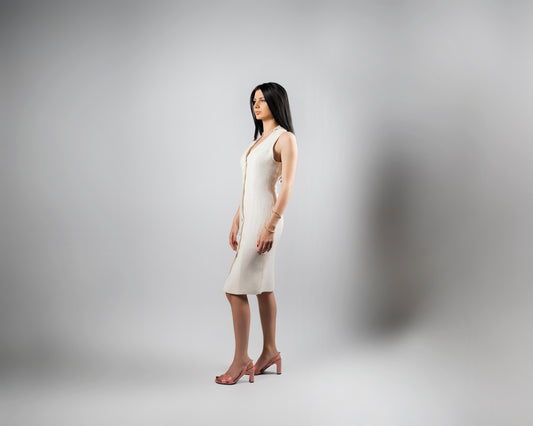 Naya White Linen Midi Dress