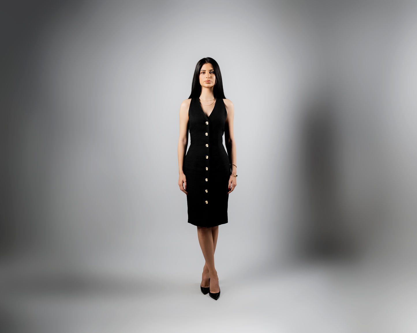 Naya Black Linen Midi Dress