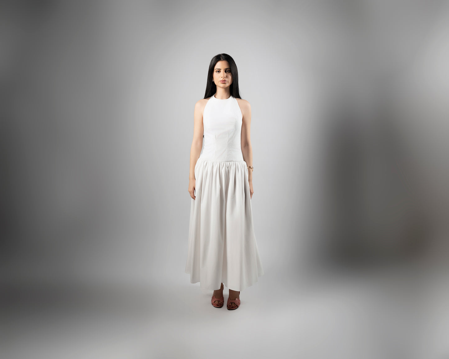 Agatha White Cotton Maxi Dress