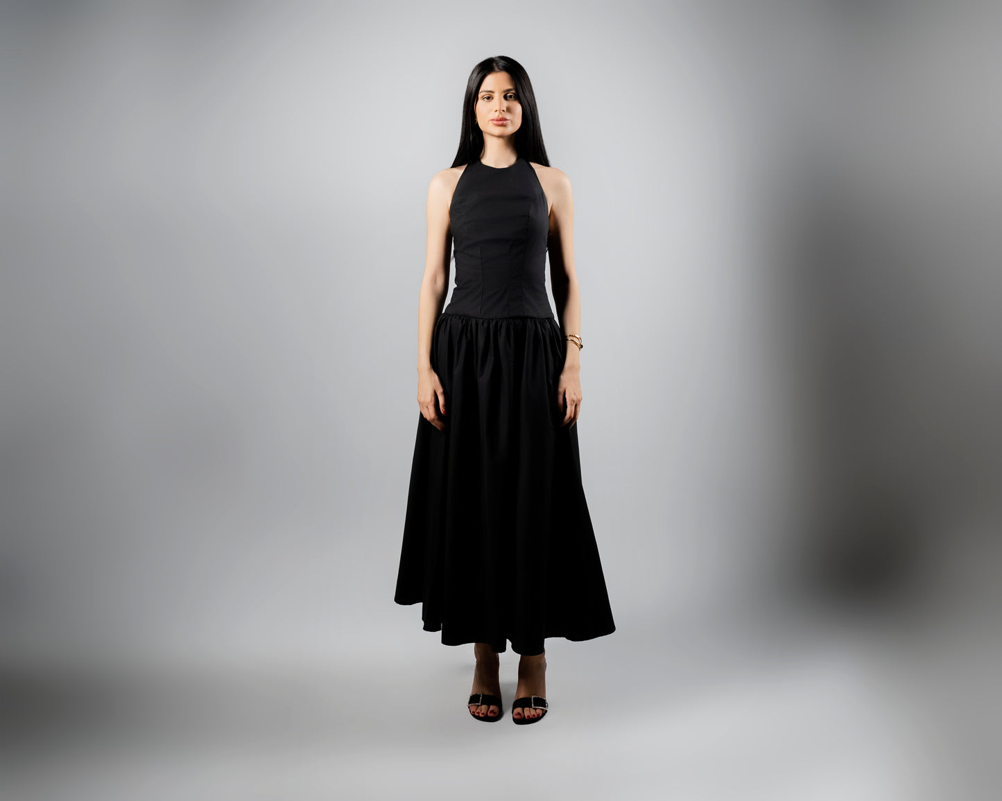 Agatha Black Cotton Maxi Dress