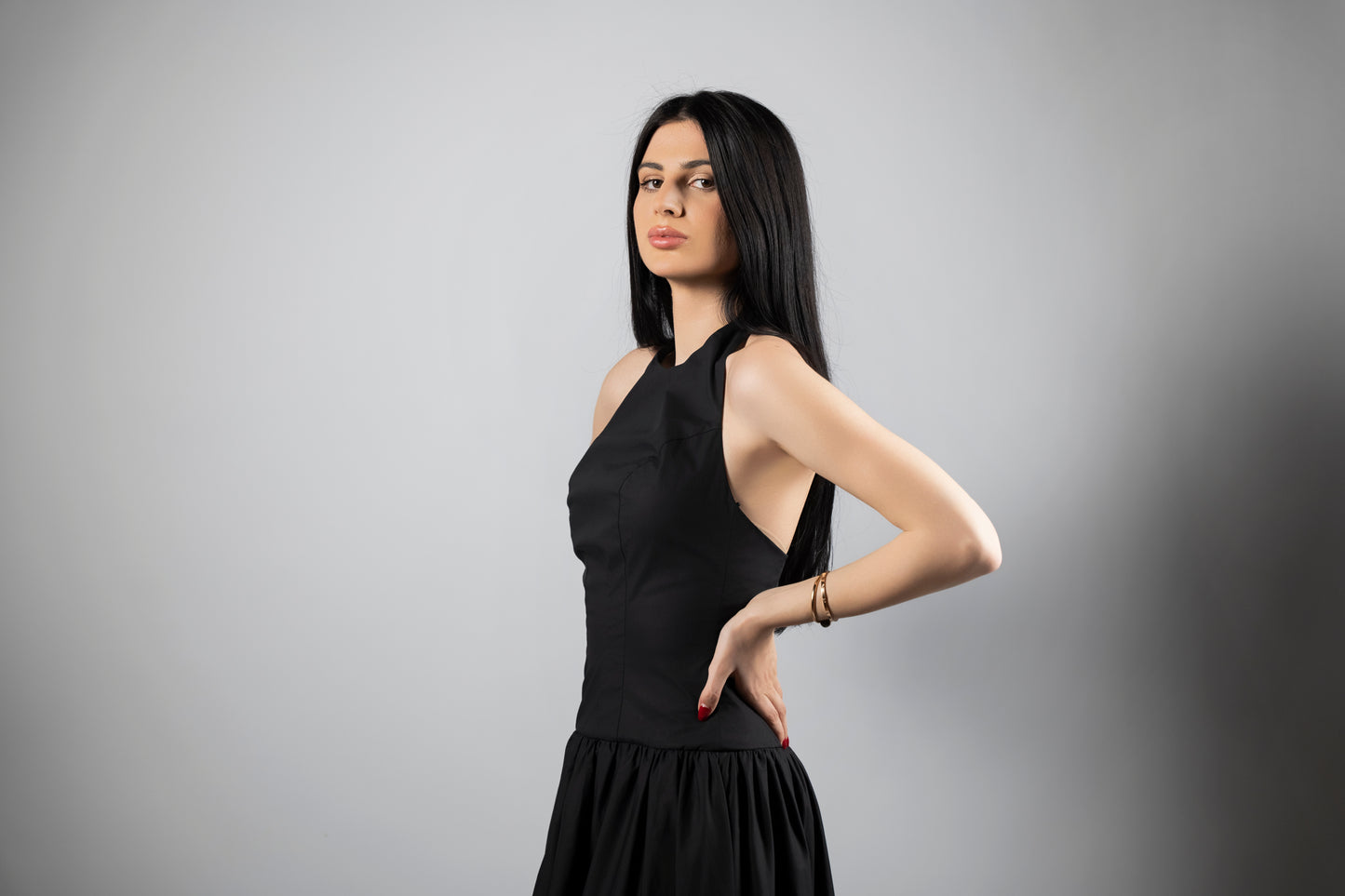 Agatha Black Cotton Maxi Dress