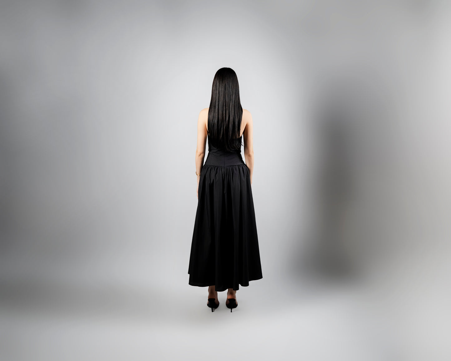 Agatha Black Cotton Maxi Dress