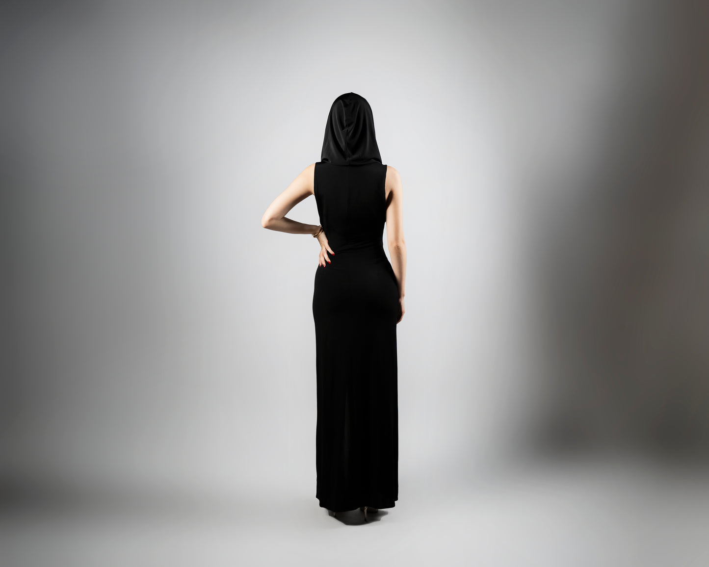 Dahlia Black Hooded Dress